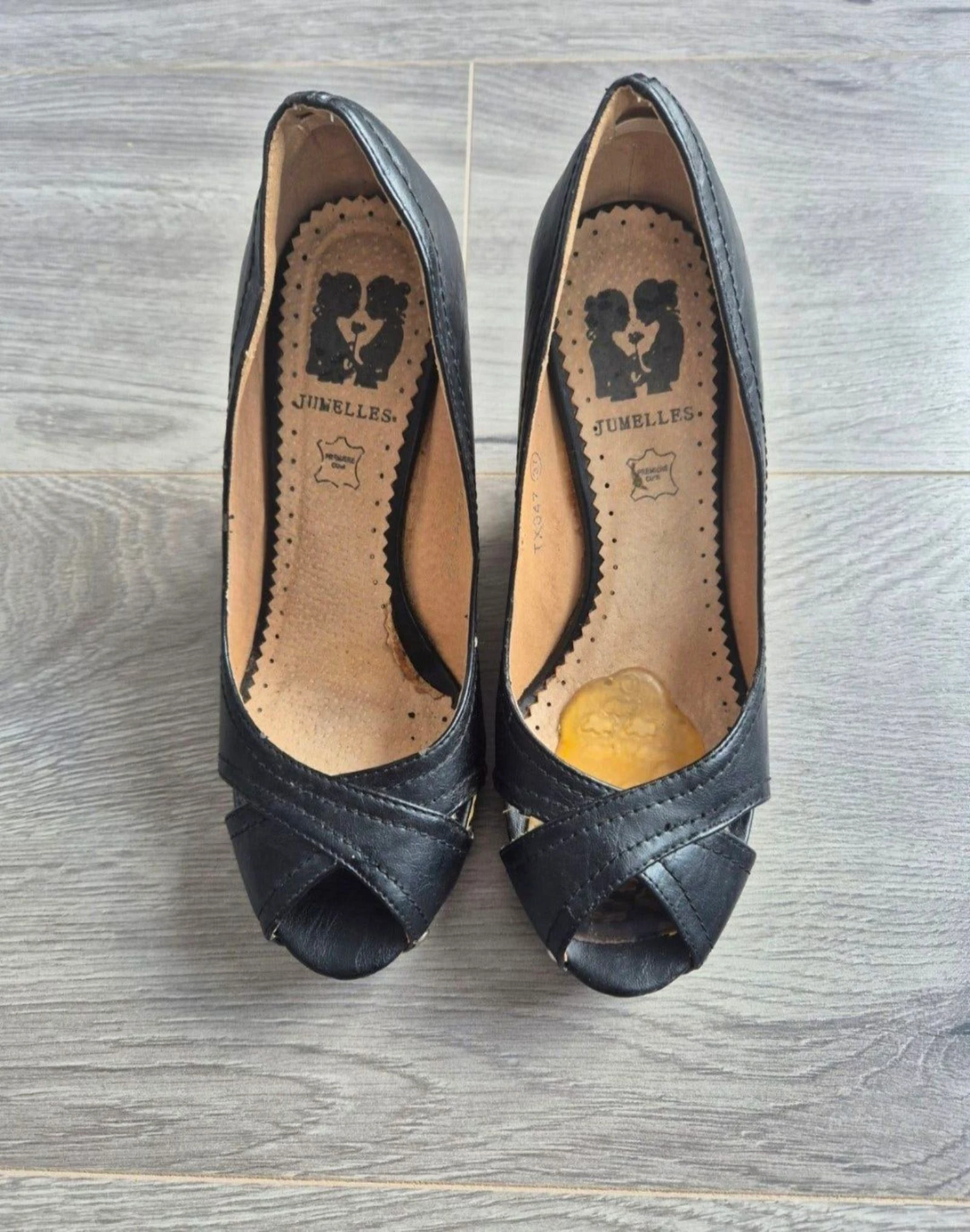 Jumelles Negras de Ante/Cuero Peep-toe con Zuecos/Tacones - Talla 37 – photo 2